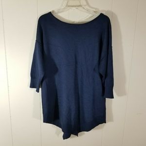 VERVE AMI' Navy Asymmetrical Hem Sweater 1X